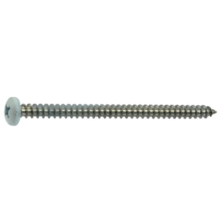 Midwest Fastener Sheet Metal Screw, #8 x 2-1/2 in, Painted 18-8 Stainless Steel Pan Head Phillips Drive, 100 PK 09080